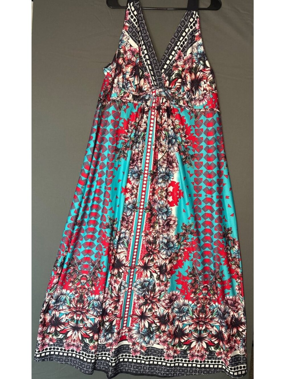 John Paul Richard Woman 3X Maxi Dress Boho Floral Geometric Stretch Vacation